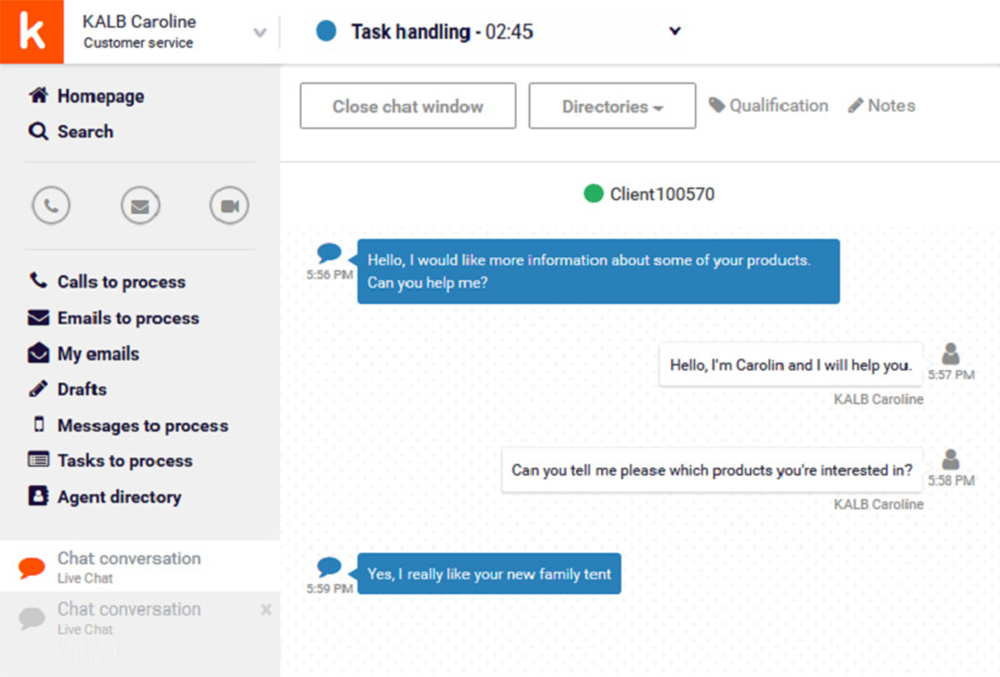 Chat with your visitors via a dedicated interface