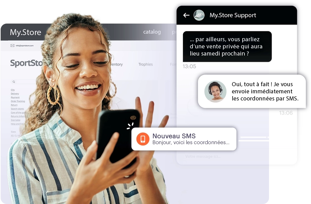 Conversations chat et messaging unifiées dans l'interface Kiamo