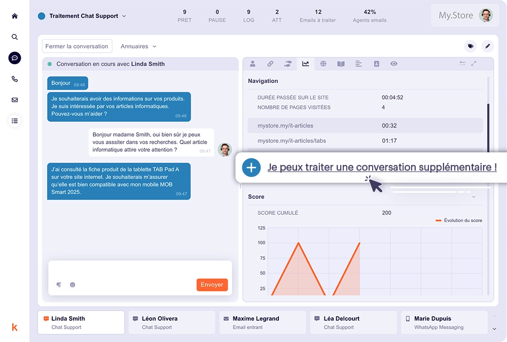 gestion des conversations chat dans la plateforme Kiamo
